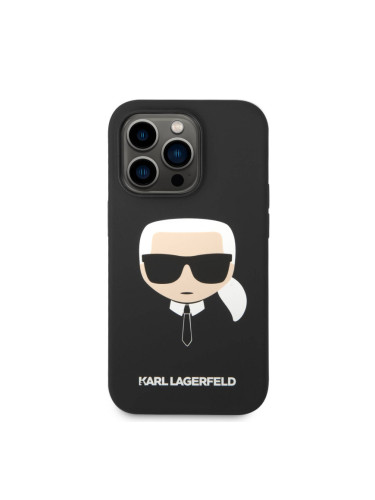 Гръб Karl Lagerfeld MagSafe Compatible Case Liquid Silicone Гръб Karl Head за iPhone 14 Pro Max - Черен