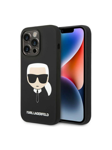 Гръб Karl Lagerfeld Liquid Silicone Гръб Karl Head Case за iPhone 14 Pro Max - Черен