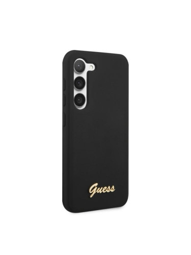 Гръб Guess Liquid Silicone Metal Logo Case за Samsung Galaxy S23 - Черен