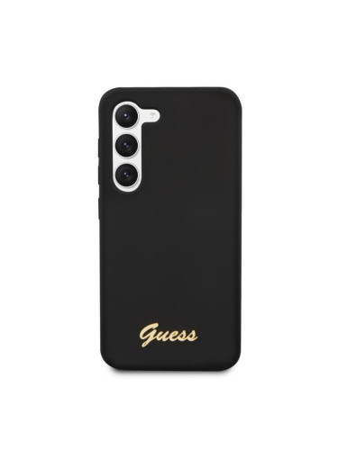 Гръб Guess Liquid Silicone Metal Logo Case за Samsung Galaxy S23 Plus - Черен