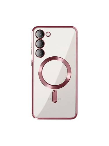 Силиконов кейс bSmart Chrome Magsafe с протектори за камерите, За Samsung Galaxy S25, Розово-златен