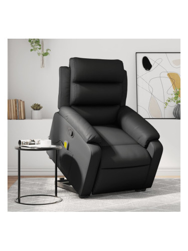 Sonata H Изправящ масажен реклайнер стол, черен, изкуствена кожа