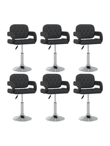Sonata H Въртящи се трапезни столове, 6 бр, черни, изкуствена кожа