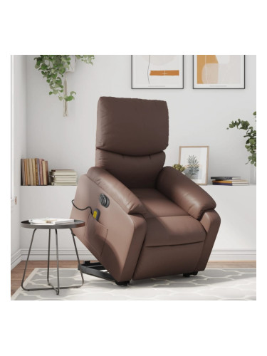 Sonata H Електрически изправящ масажен реклайнер стол, кафяв, еко кожа