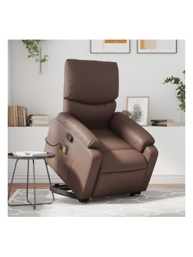 Sonata H Изправящ масажен реклайнер стол, кафяв, изкуствена кожа