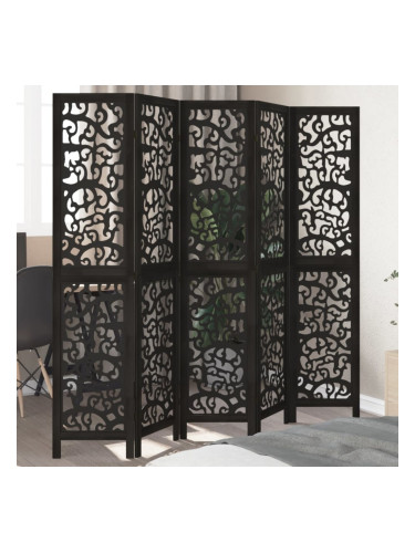Sonata H Разделител за стая, 5 панела, черен, дърво пауловния масив