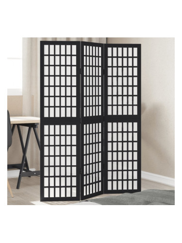 Sonata H Разделител за стая, 3 панела, черен, дърво пауловния масив