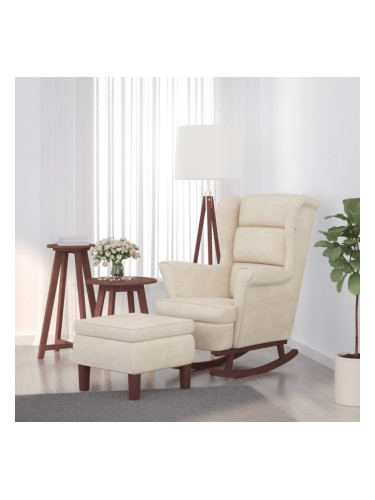 Sonata H Люлеещ се стол с дървени крака и кремав, тъмнозелен, кадифе