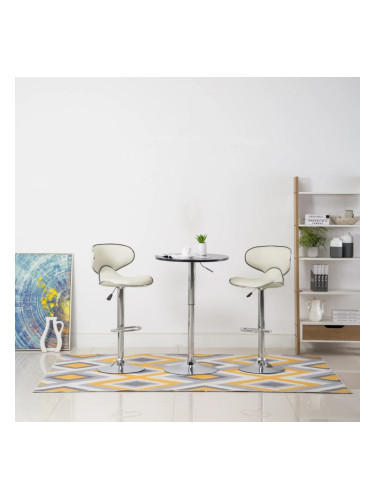 Sonata H Бар табуретки, 2 бр, кремави, изкуствена кожа