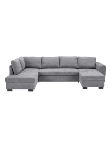 СИВА ХОЛНА ГАРНИТУРА С ДЯСНА ЛЕЖАНКА МАЛТИ 178/305/155/85 СМ  С ПЛОЩ ЗА СЪН 139/274 СМ