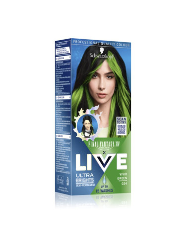 Schwarzkopf LIVE Ultra Brights or Pastel полуперманентна боя за коса цвят 024 Vivid Green 1 бр.
