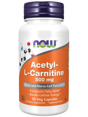 NOW - Acetyl L-Carnitine 500 МГ - 50 Капсули