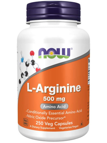 NOW - L-Arginine 500 МГ - 250 Капсули