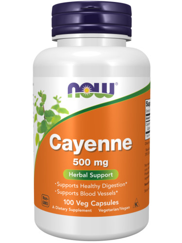 NOW - Cayenne (Лют Червен Пипер) - 500 МГ - 100 Капсули