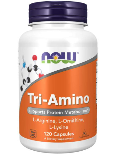 NOW - Tri-Amino (Arginine/Ornitine/Lysine) - 120 Капсули
