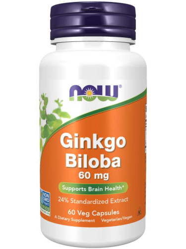 NOW - Ginkgo Biloba 60 МГ - 60 Капсули