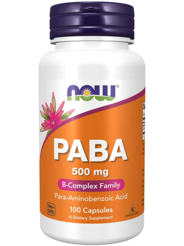 NOW - PABA 500 МГ - 100 Капсули