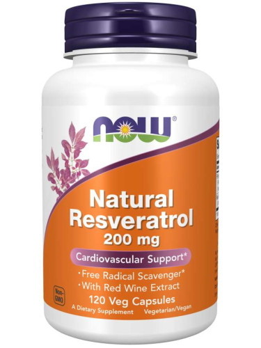 NOW - Natural Resveratrol 200 МГ - 120 Капсули