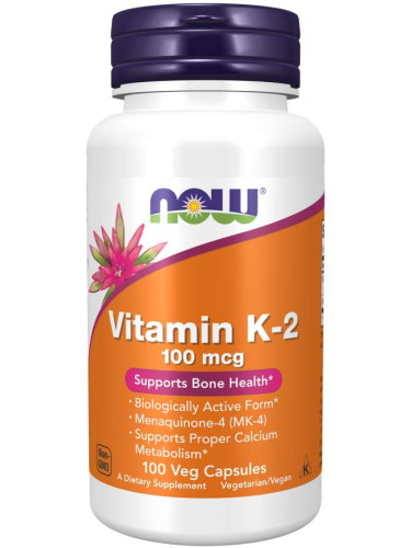 NOW - Витамин K-2 - 100 МКГ - 100 Капсули