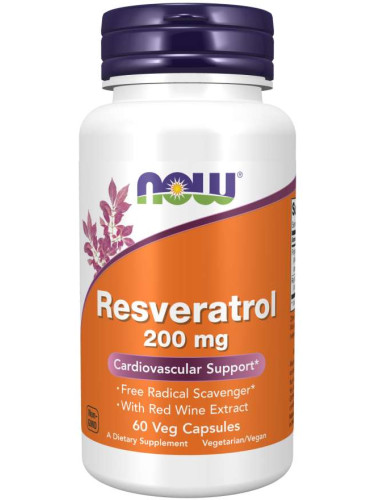 NOW - Natural Resveratrol 200 МГ - 60 веган капсули