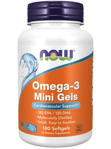 NOW - Omega-3 Mini Gels 500 mg - 180 дражета