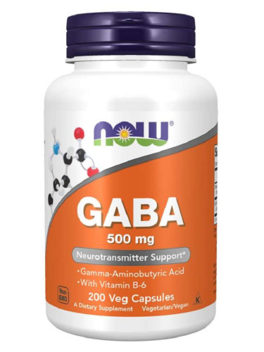 NOW - GABA 500 мг + B6 - 200 Капсули