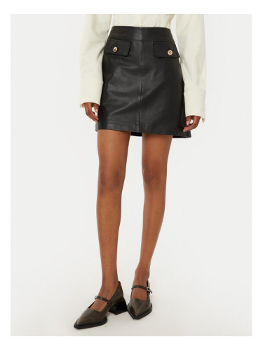 Bruuns Bazaar Кожена пола GentianB BBW4324 Черен Slim Fit