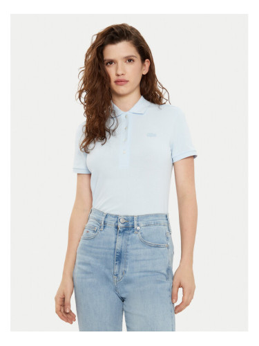 Lacoste Тениска с яка и копчета PF5462 Светлосиньо Slim Fit