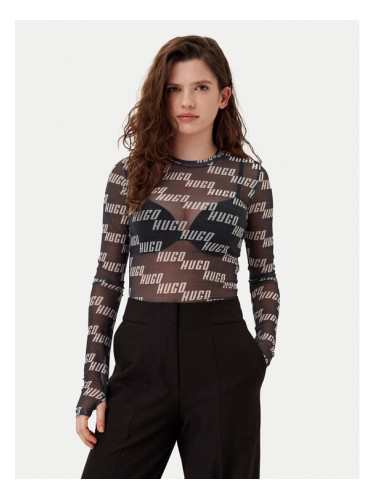HUGO Тениска с дълъг ръкав 50534837 Черен Slim Fit