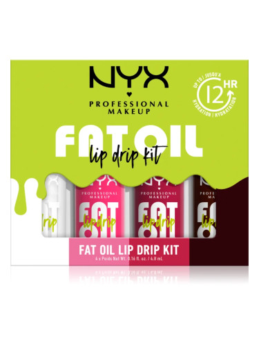 NYX Professional Makeup Fat Oil Lip Drip комплект за устни 4x4.8 мл.