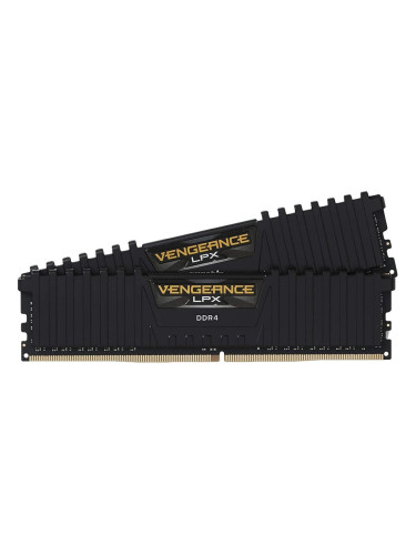 Corsair DDR4, 3200MHz 16GB 2x8GB DIMM, Unbuffered, 16-18-18-36, SPD base 2666, XMP 2.0, Vengeance LPX Black Heatspreader, Black PCB, 1.35V, for Ryzen/AM4, EAN:0843591031110