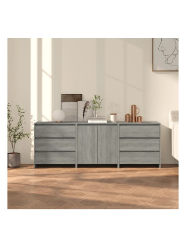 Sonata H Бюфети, 3 бр, сив сонома, инженерна дървесина