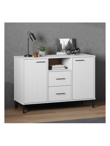 Sonata H Бюфет с метални крака бял 113x40x77 см масивно дърво OSLO