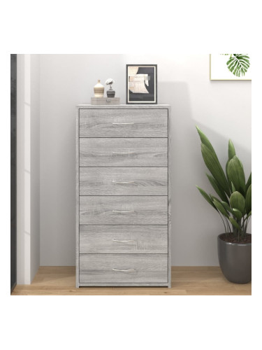 Sonata H Сайдборд с 6 чекмеджета сив сонома 50x34x96 см инженерно дърво