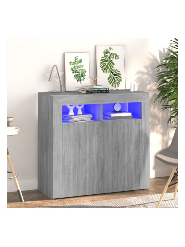 Sonata H Сайдборд с LED светлини, сив сонома, 80x35x75 см