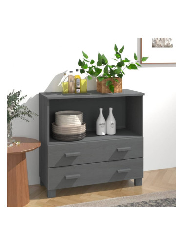 Sonata H Сайдборд HAMAR, тъмносив, 85x35x80 см, борово дърво масив