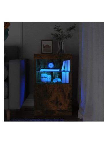 Sonata H Сайдборд с LED светлини, oпушен дъб, 41x37x67 см