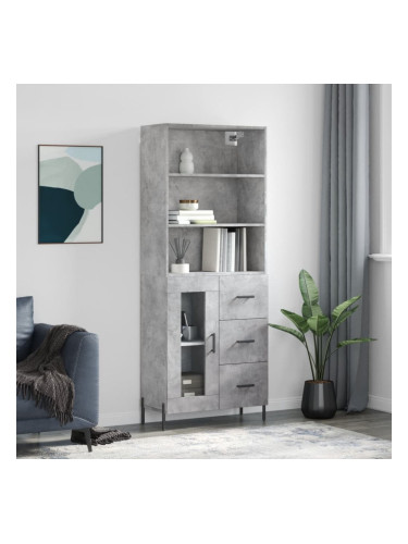 Sonata H Висок шкаф, бетонно сив, 69,5x34x180 см, инженерно дърво