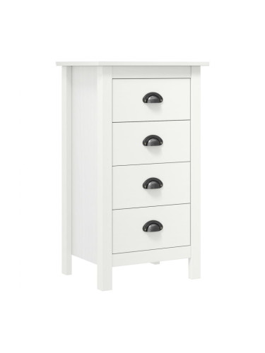 Sonata H Сайдборд Hill бял 46x35x80 см борово дърво масив