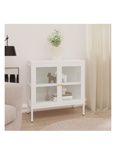 Sonata H Бюфет, бял, 70x35x70 см, стомана и стъкло