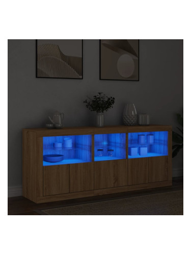 Sonata H Сайдборд с LED светлини, сонома дъб, 162x37x67 см