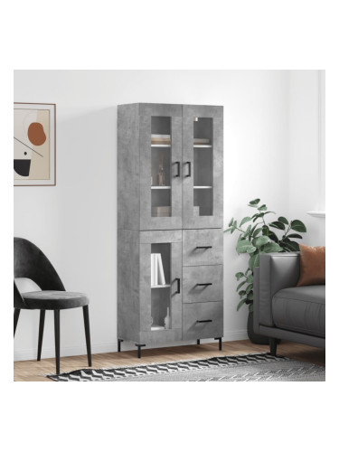 Sonata H Висок шкаф, бетонно сив, 69,5x34x180 см, инженерно дърво