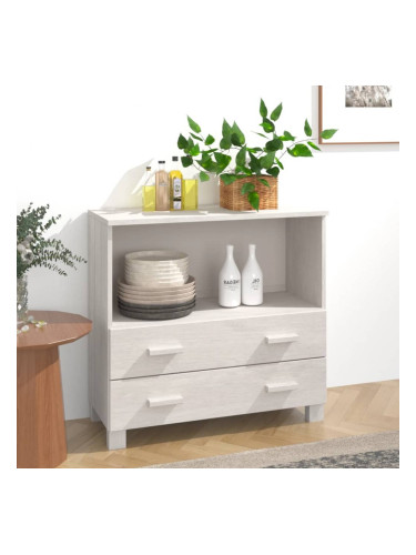 Sonata H Сайдборд HAMAR, бял, 85x35x80 см, борово дърво масив