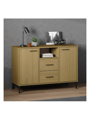 Sonata H Бюфет с метални крака кафява 113x40x77 см масивно дърво OSLO