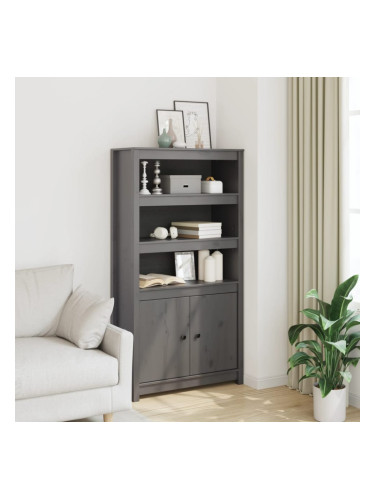 Sonata H Висок шкаф, сив, 80x35x154 см, борово дърво масив