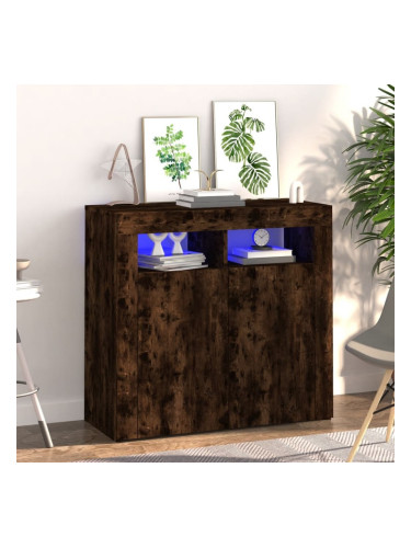 Sonata H Сайдборд с LED светлини, oпушен дъб, 80x35x75 см