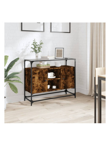 Sonata H Бюфет със стъклен плот, опушен дъб, 98x35x81см, инженерно дърво