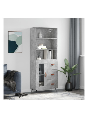 Sonata H Висок шкаф, бетонно сив, 69,5x34x180 см, инженерно дърво