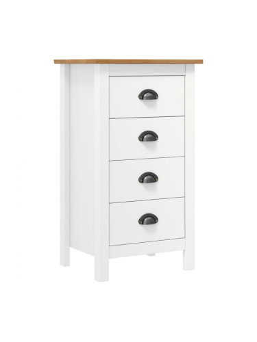 Sonata H Сайдборд Hill бял 46x35x80 см борово дърво масив