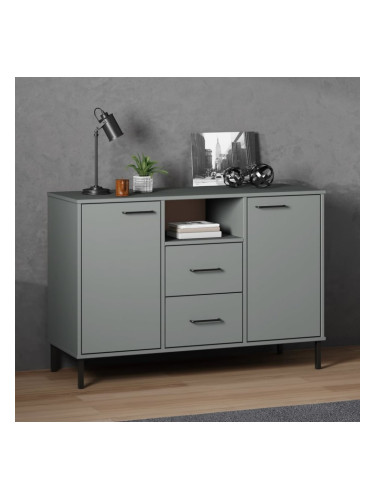 Sonata H Бюфет с метални крака сива 113x40x77 см масивно дърво OSLO